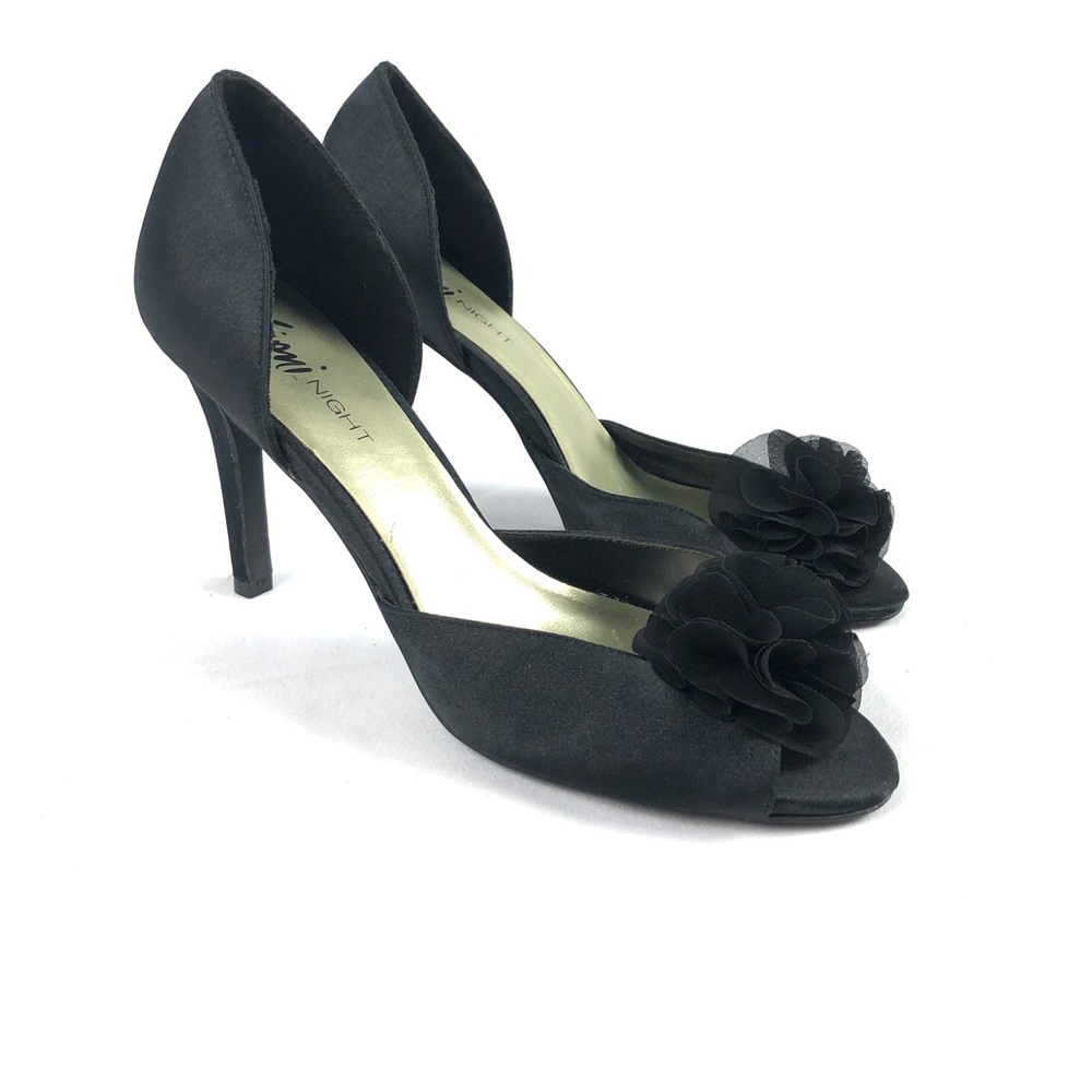 Fioni Nights D'orsay Black Satin Dress Shoes
